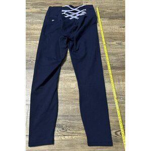Fabletics Powerhold Dark Blue Leggings Criss-Cross Detail Size XXS Stretch
